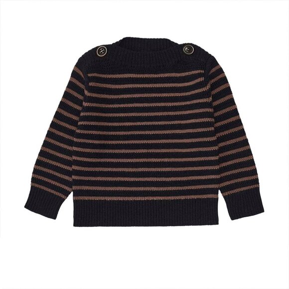 Baby Boatneck Sweater - Dark Navy/Nutmeg - Picture 1 of 1